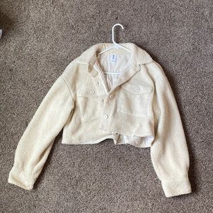 Small cropped cream teddy jacket purchased at Nordstrom